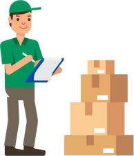 Man Inspector with Packages Illustration